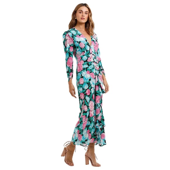 RIXO London Paloma Tulip Floral Silk Maxi Dress Size XS - Picture 3 of 14